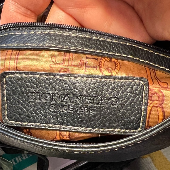 Tignanello Black Pebble Leather Crossbody with Silver Accent - Picture 3 of 12